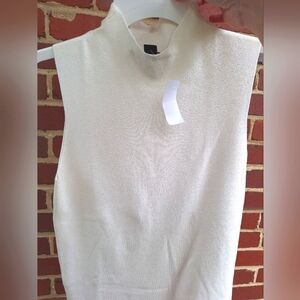 Ann Taylor soft knit mock neck sleeveless blouses in ivory (nwt) & black size M